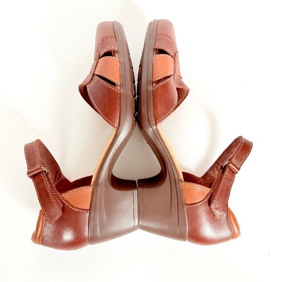 Clarks Emily Daisy Maryjane Brown Leather Ortholite Sandal Pumps Size 9.5 - Picture 7 of 11